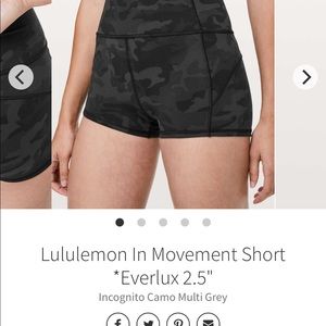 Lululemon In Movement Short *Everlux 2.5"